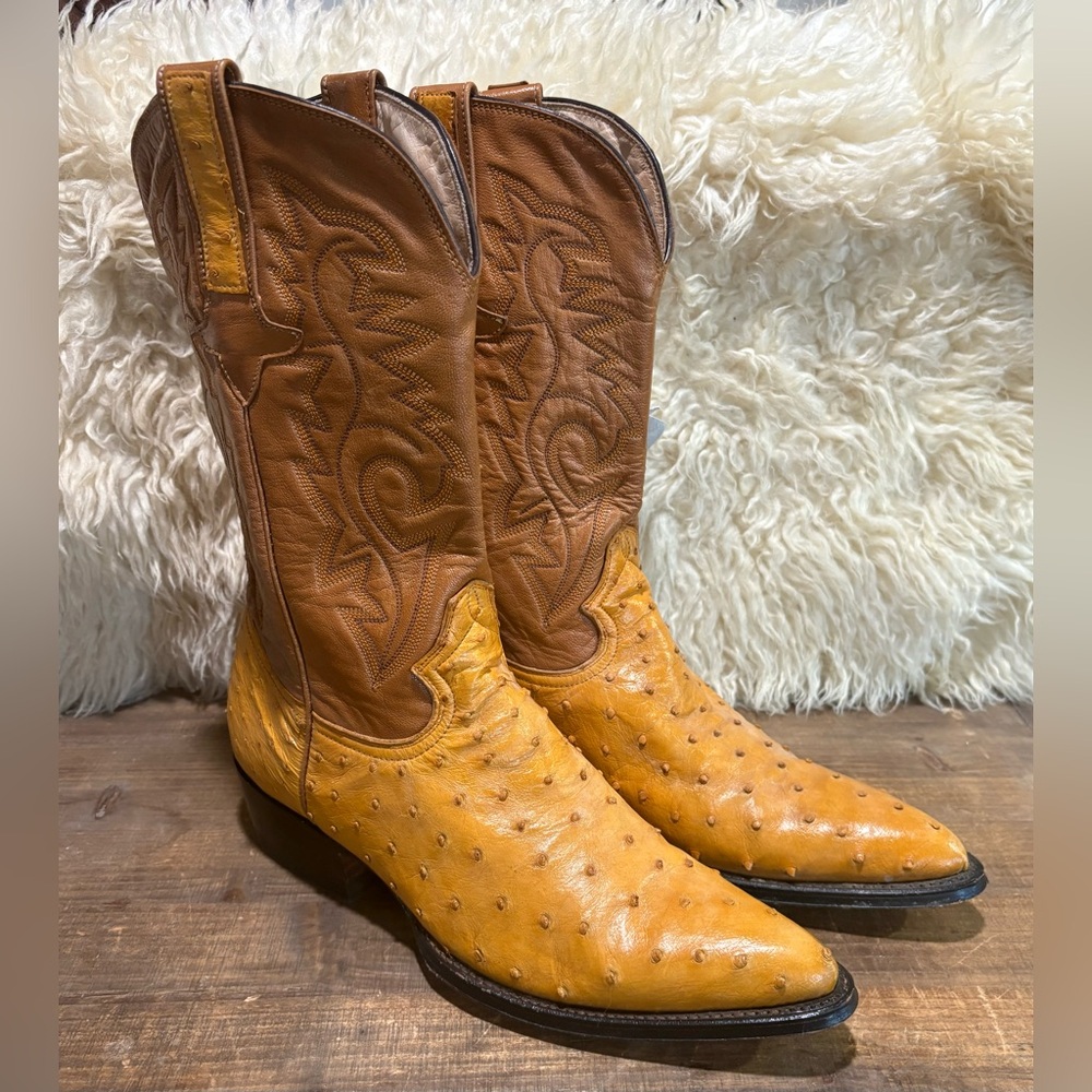 Montana vintage full quill ostrich cowboy boots brand new with tags size 8 1/2 D